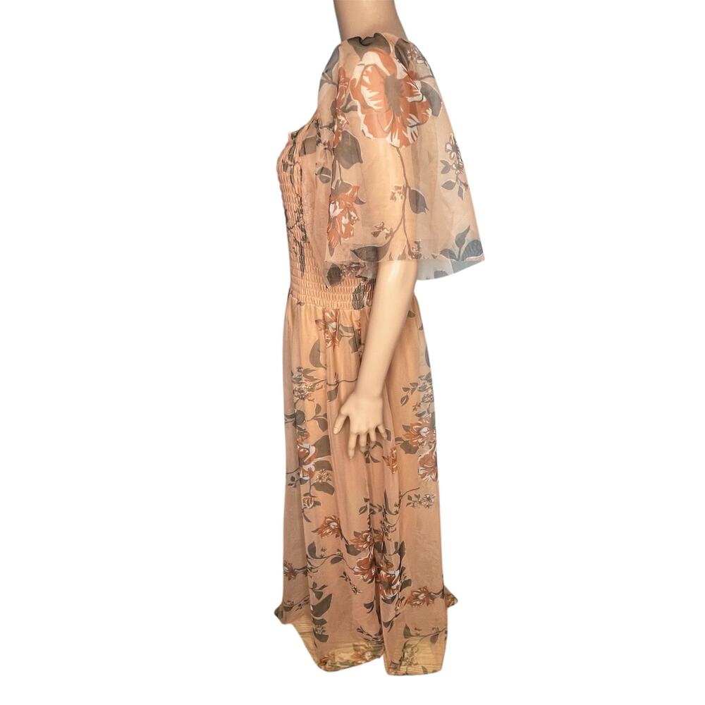 Baltic Born Tivolli Tulle Maxi Dress size 2X copper floral sheer wedding guest - Picture 3 of 11